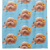 Spielzeug Poodle mit Blume- und Telefondarstellung Duschvorhang (Vorderseite)