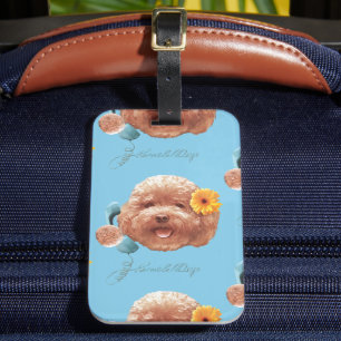 Spielzeug Poodle mit Blume- und Telefondarstellung Gepäckanhänger