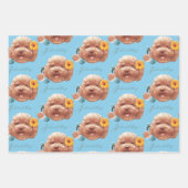 Spielzeug Poodle mit Blume- und Telefondarstellung Geschenkpapier Set (Vorderseite 3)