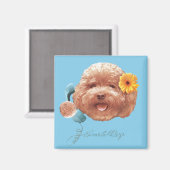 Spielzeug Poodle mit Blume- und Telefondarstellung Magnet (Vorderseite/Rückseite)