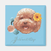 Spielzeug Poodle mit Blume- und Telefondarstellung Magnet (Vorne)