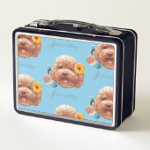 Spielzeug Poodle mit Blume- und Telefondarstellung Metall Brotdose (Rückseite)