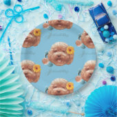 Spielzeug Poodle mit Blume- und Telefondarstellung Pappteller (Party)