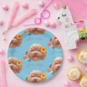 Spielzeug Poodle mit Blume- und Telefondarstellung Pappteller (Party)