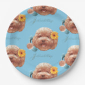 Spielzeug Poodle mit Blume- und Telefondarstellung Pappteller (Vorderseite)