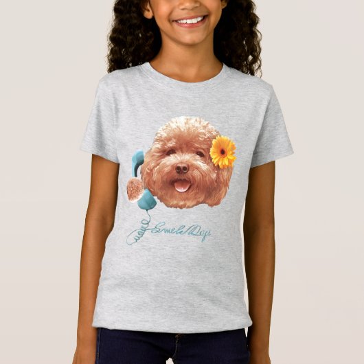 Spielzeug Poodle mit Blume- und Telefondarstellung T-Shirt (Vorderseite)