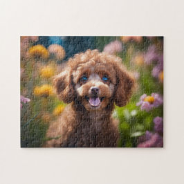 Spielzeug Poodle Welpe in Blume Puzzle