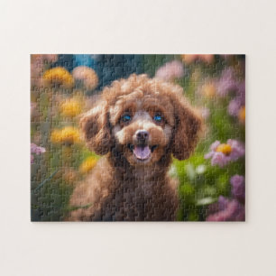 Spielzeug Poodle Welpe in Blume Puzzle