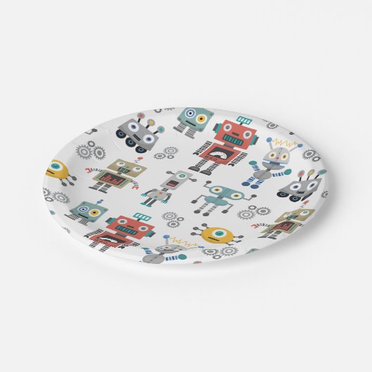 Spielzeug-Roboter Pappteller (Schrägansicht)