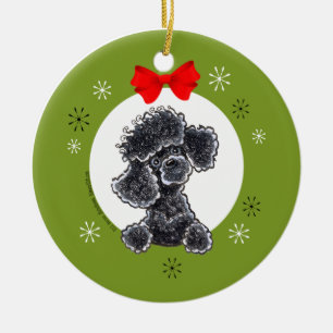 Spielzeug-schwarzer Pudel-Weihnachtsklassiker Keramik Ornament