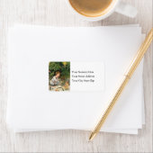 Spielzeug unter dem Vintagen Adressetikett des Bau (Insitu)