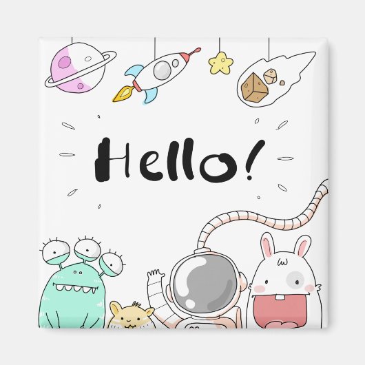 Spielzeugastronaut Rocket Planet Galaxy Alien Mons Magnet (Vorne)