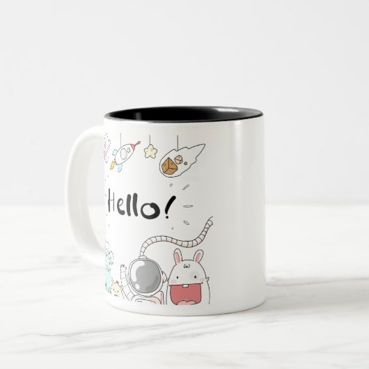 Spielzeugastronaut Rocket Planet Galaxy Alien Mons Zweifarbige Tasse (Vorderseite Links)