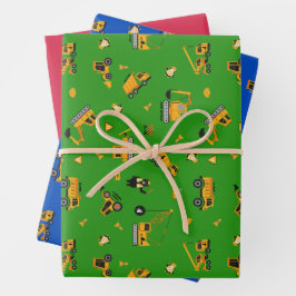 Spielzeugbaufahrzeuge Geschenkpapier Set