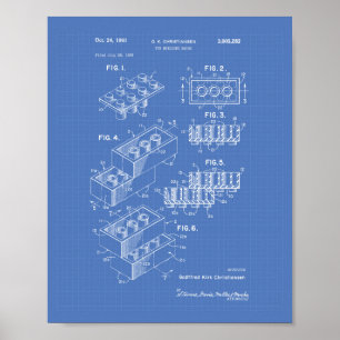 Spielzeugbaustein 1961 Patentkunst - Blaupause Poster