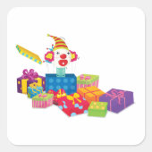 Spielzeugclown in einem Aufkleber mit Box-Quadrat (Vorderseite)