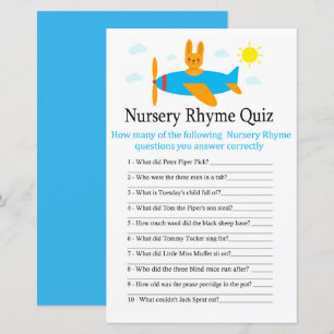 Spielzeugflugzeug Kinderreim-Quiz Baby-Shower-Spie