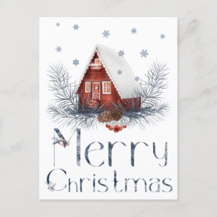 Spielzeughaus oder Holzkabine, Kiefernzapfen, Berr Postkarte