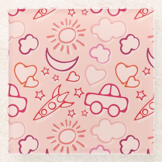 Spielzeughintergrund Glasuntersetzer (Vorderseite)