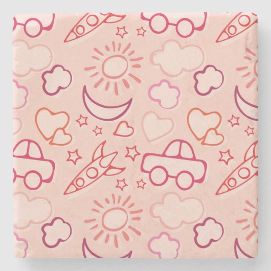 Spielzeughintergrund Steinuntersetzer (Vorderseite)