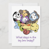 Spielzeugkasten für die Einladung (Vorderseite)