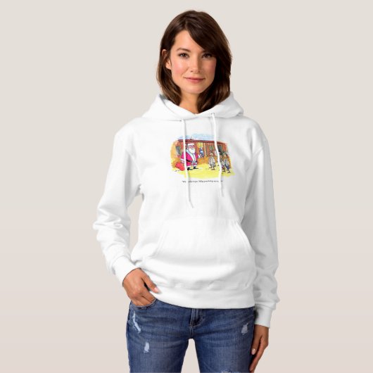 Spielzeugmacherfrauen weißes gekleidetes Sweatshir Hoodie (Vorne ganz)