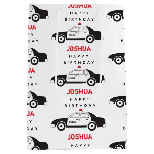 Spielzeugpolizei Individuelle Name Kindergeburtsta Mittlere Geschenktüte (Rückseite)