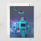 Spielzeugroboter auf der Ansteckkarte Postkarte (Vorne/Hinten)