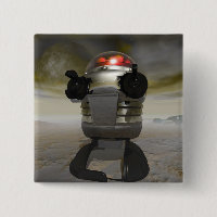 Spielzeugroboter auf einem Alien-Planeten-Button