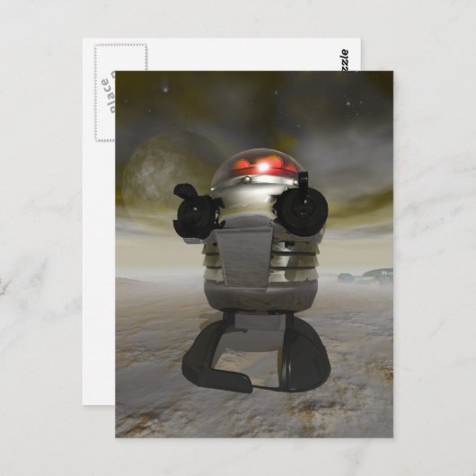 Spielzeugroboter auf einem Alien-Planeten Postkart Postkarte (Vorne/Hinten)