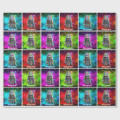 Spielzeugroboter bunt sci fi galaxy individuelle N Geschenkpapier (Flach)