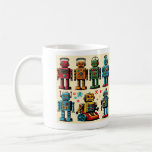 Spielzeugroboter im Stil der 50er Jahre Kaffeetasse