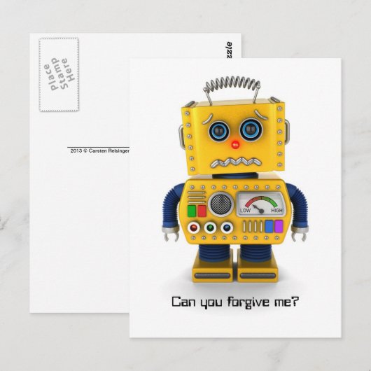 Spielzeugroboter Postkarte (Vorne/Hinten)