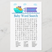 Spielzeugschiff Baby Shower Word Search Game (Vorderseite)