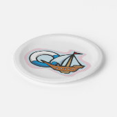 Spielzeugschiff Pappteller (Schrägansicht)