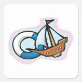 Spielzeugschiff Quadratischer Aufkleber (Vorderseite)