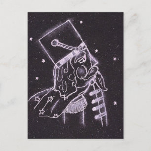 Spielzeugsoldat in Schwarz und Lila Postkarte