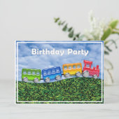 Spielzeugzug auf dem Land Einladung zum Geburtstag (Stehend Vorderseite)