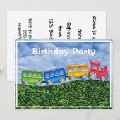 Spielzeugzug auf dem Land Einladung zum Geburtstag (Vorne/Hinten)