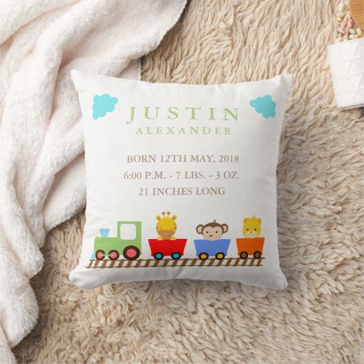 Spielzeugzug Baby Birth Ankündigung Pillow Kissen (Decke)