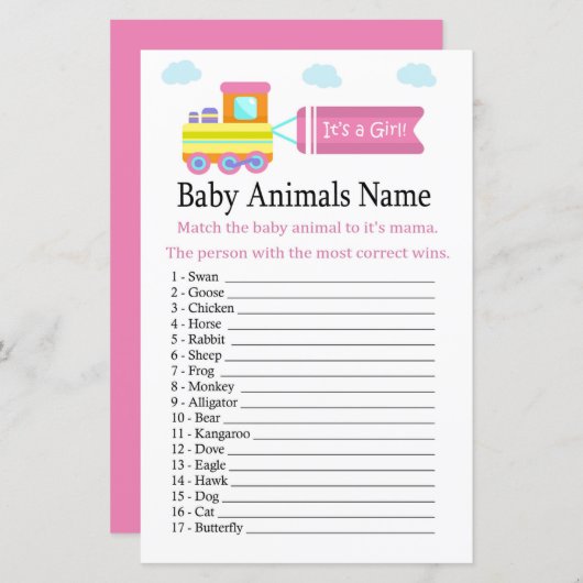 Spielzeugzug Babytiere Name Game (Vorne/Hinten)