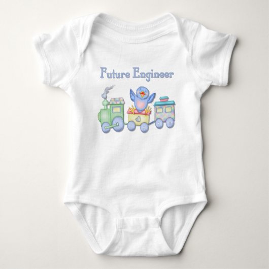 Spielzeugzug Bluebird für Future Engineer Baby Strampler (Vorderseite)
