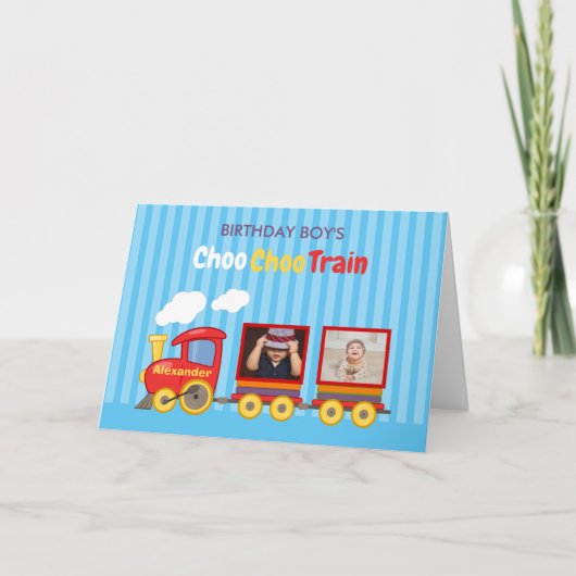 Spielzeugzug Kleinkinder Jungen Geburtstag blau Karte (Vorderseite)