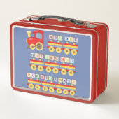 Spielzeugzug mit Alphabetblöcken Metall Brotdose (Rückseite)