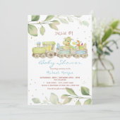 Spielzeugzug mit Babydusche Einladung (Stehend Vorderseite)