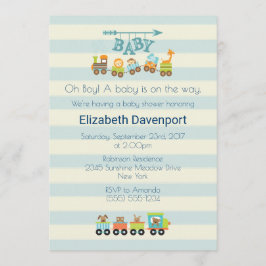 Spielzeugzug mit Niedliche Tiere Babydusche Einlad Einladung