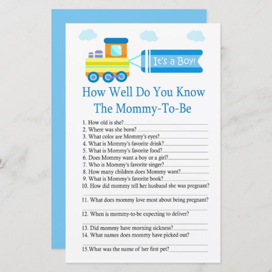 Spielzeugzug Wie gut kennen Sie Babydusche? (Vorne/Hinten)