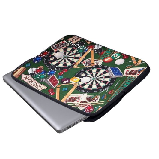 Spielzimmer Darts Billard Karten Notebook-Sieb Laptopschutzhülle (Vorne Knopf)