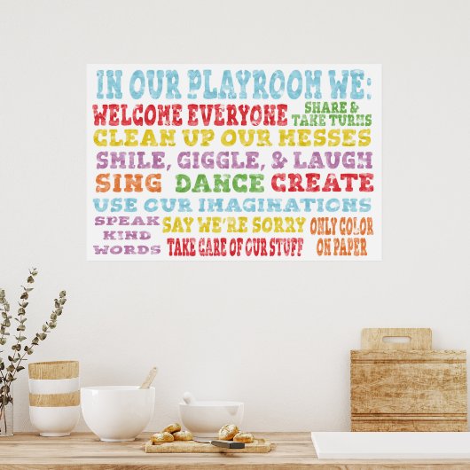 Spielzimmer Regeln Poster Regenbogen Farbe (Küche)