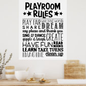 Spielzimmer Regeln Schwarz & Weiß Poster (Küche)